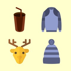 winter icons set. clothes, apparel, warm and heat graphic works