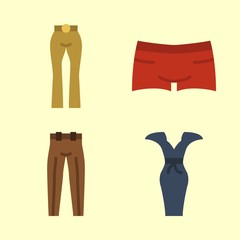 clothes vector icons set. dress, trousers, swimsuit and pants in this set