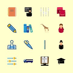 16 school icons set
