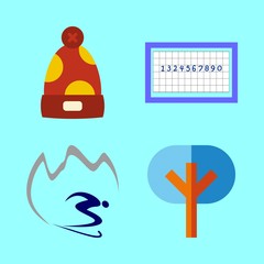 4 winter icons set