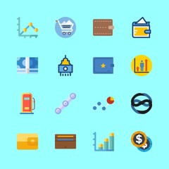 economy vector icons set. skyscraper, shopping cart, line graph and bar chart in this set