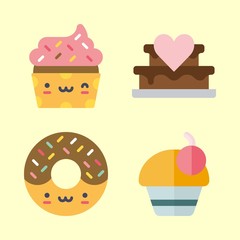 4 cake icons set