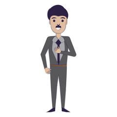 cartoon businessman icon over white background, vector illustration