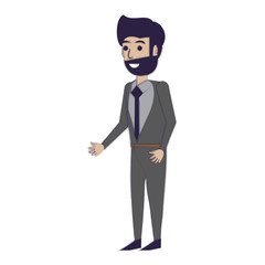 cartoon businessman icon over white background, vector illustration