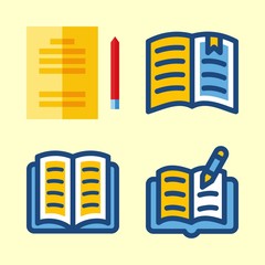 library vector icons set. open book and studying in this set