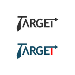 Word target with tie vector . Vector illustration on white background