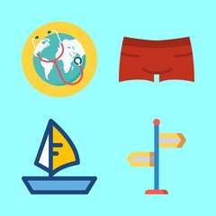 4 travel icons set