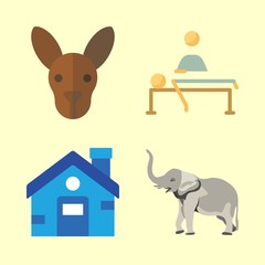 family vector icons set. kangaroo, house, elephant and relaxing in this set