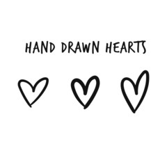 Heart collection hand drawn, set of handmade hearts vectors
