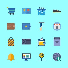 shopping icons set. winter, retail, concept and trolley graphic works