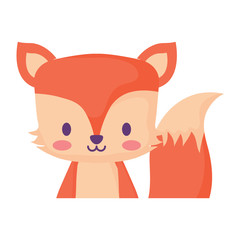 cute fox icon over white background, vector illustration