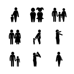 family vector icons set. husband and wife, family, boy and girl child and pregnant in this set