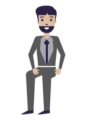 cartoon businessman icon over white background, vector illustration