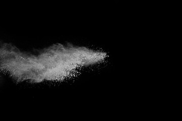 Fototapeta na wymiar White powder explosion on white background. Colored cloud. Colorful dust explode. Paint Holi.