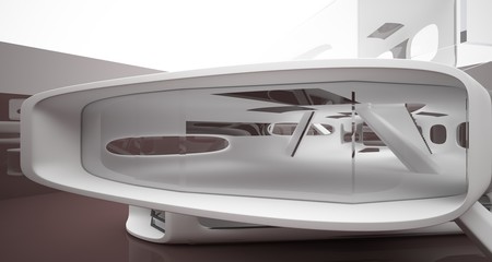 Fototapeta premium Abstract dynamic interior with brown smooth objects. 3D illustration and rendering