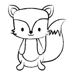 cute fox icon over white background, vector illustration