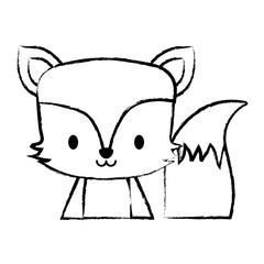 cute fox icon over white background, vector illustration