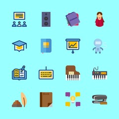 education vector icons set. mortarboard, notebooks, notebook and astronaut in this set