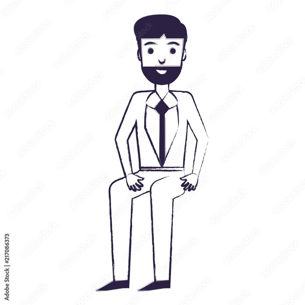 Wall mural cartoon businessman icon over white background, vector illustration