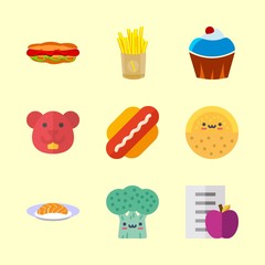eat icons set. restaurant, weight, cupcakes and top graphic works