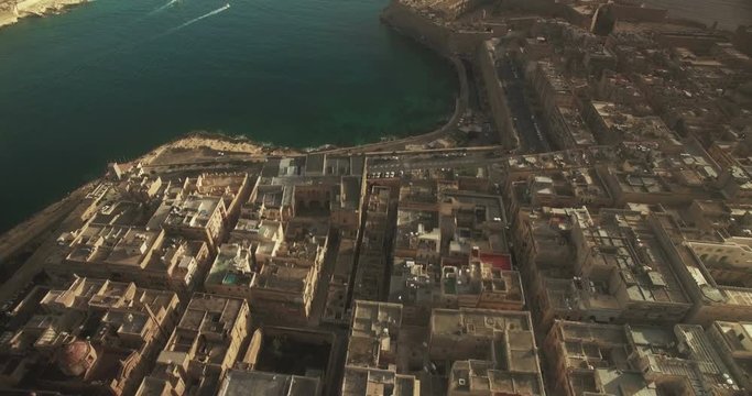 Aerial Shot - A top shot of a City by the sea