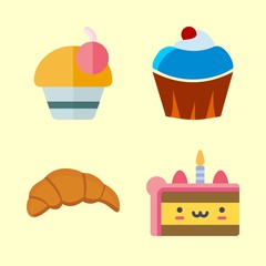 4 cake icons set