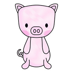 cute pig icon over white background, vector illustration