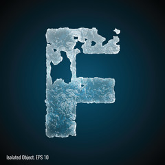 Ice Font / isolated ice shaped letter f vector illustration