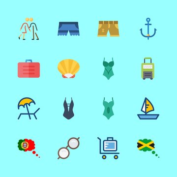 beach icons set. tourism, happy, flat and panorama graphic works
