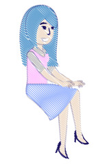 cartoon designer woman icon over white background, vector illustration