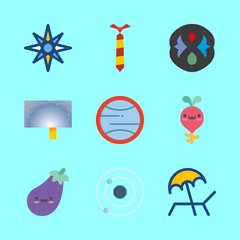 nature vector icons set. radish, planet, sunbed and orbit in this set