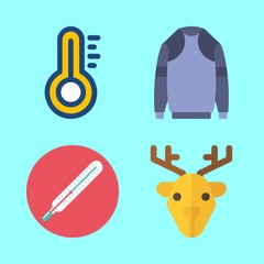winter vector icons set. deer, thermometer and sweater in this set