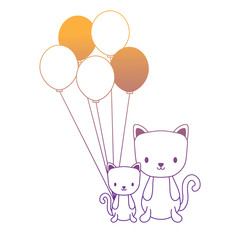 cute cats and balloons over white background, vector illustration