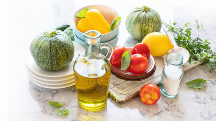 Local fresh vegetables,  clean eating and dieting concept