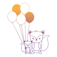 cute squirrels and balloons over white background, vector illustration