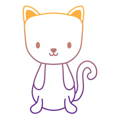 cute cat icon over white background, vector illustration