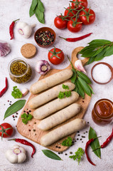 Raw white sausages
