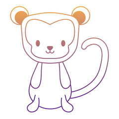 cute monkey icon over white background, vector illustration