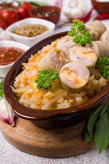 Slices of natural sausages with cheese