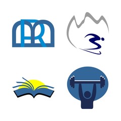 logo vector icons set. library logo, marketing logo, gym logo and winter resort logo in this set