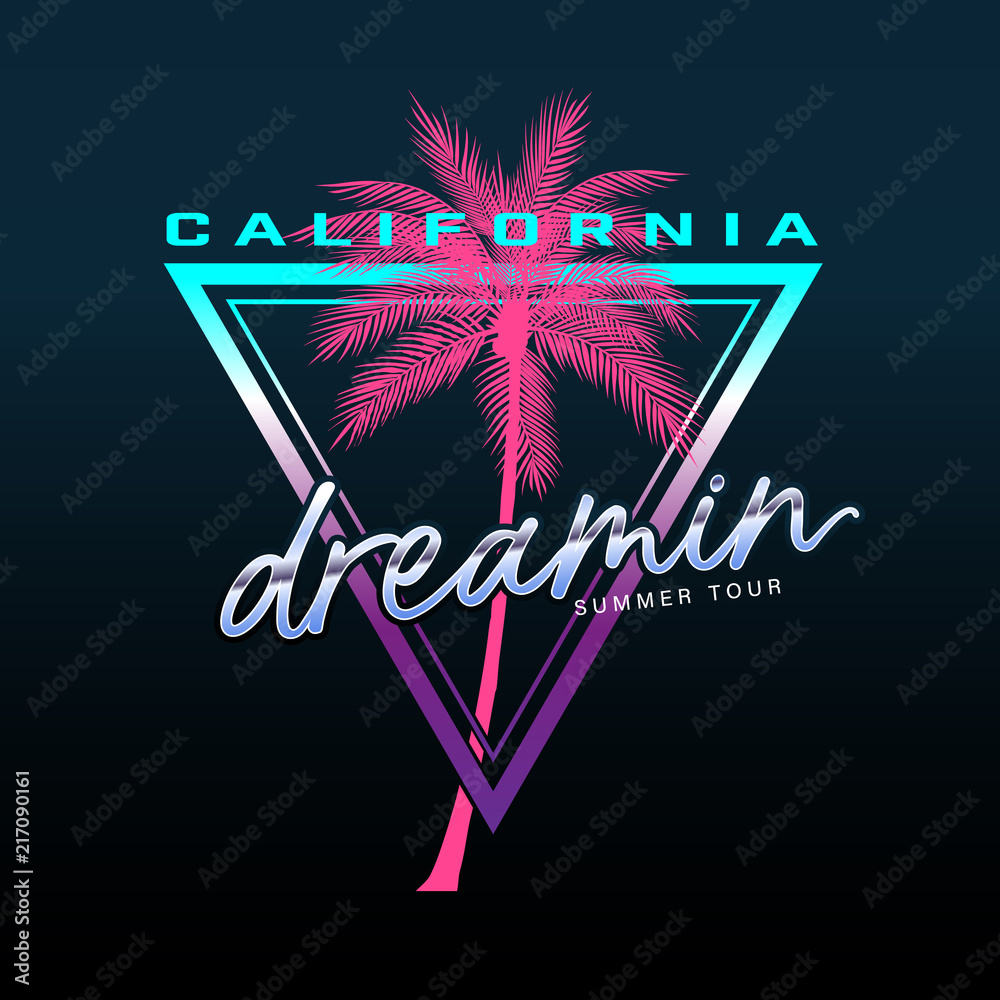 Wall mural California slogan, Summer beach typography, tee shirt graphic, slogan, printed design.