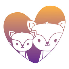 heart with cute squirrels over white background, vector illustration