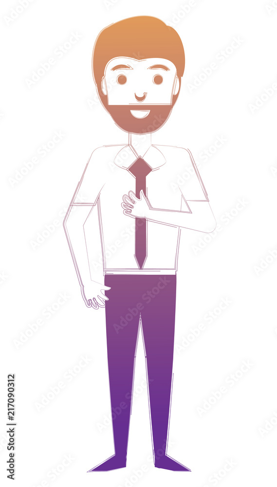 Wall mural cartoon businessman icon over white background, vector illustration