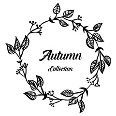 Autumn card frame flower design collection vector illustration