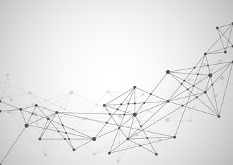 Abstract connecting dots and lines with geometric background. Modern technology connection science, Polygonal structure background. Vector illustration