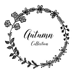Autumn card frame flower design collection vector illustration