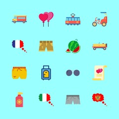 summer icons set. large, touristic, action and happy graphic works