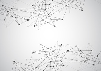 Abstract connecting dots and lines with geometric background. Modern technology connection science, Polygonal structure background. Vector illustration