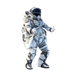 Astronaut on white. Mixed media