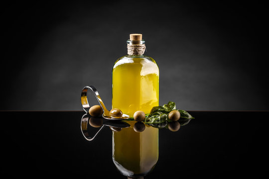 Olive oil in vintage bottle